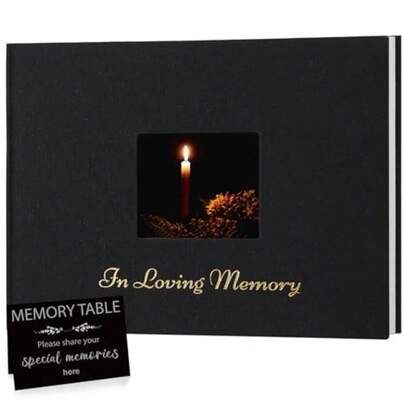 TYD  XKDOUS Linen Funeral Guest Book For Memorial Service Hardcover In Loving Memory Guestbook Celebration Of Life Keepsake Guest Sign In Book With Table Sign For Funeral Service