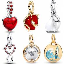 1 Pc Fashion Heart Horse Charm Silver Plated Fit Bracelet Necklace DIY Holiday Gift