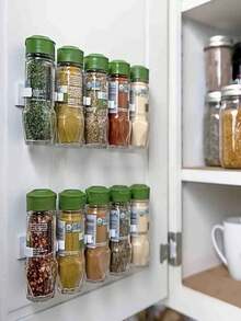 Wall Mounted Spice Rack, No Drilling Required Portable Easy Installation Space Saving Wall Mounted Spice Jar Rack, Organize Seasonings, Kitchen Storage Door Hanging Clips, Spice Rack Organizer, Lightweight Kitchen Tools - PP Material - Multicolor - View 8