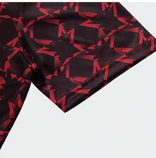 Adidas Manchester United Football Training Short Sleeve Round Neck Warm-Up Jersey - Black and Red - View 6