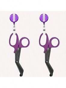 1把不锈钢创伤及绷带剪，带1个可伸缩徽章卷轴，3种颜色可选（粉色、黑色、紫色），小巧便携，适用于医疗和一般用途。 - 彩色 - 查看 18