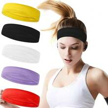 Workout Headbands Non Slip Headband Sport Headbands Sweatbands Elastic Sport Hair Bands For Sports Travel Indoor Fitness Gym - solid23 - 查看 1