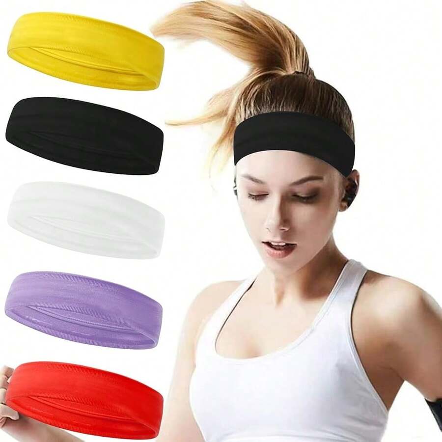 Workout Headbands Non Slip Headband Sport Headbands Sweatbands Elastic Sport Hair Bands For Sports Travel Indoor Fitness Gym - solid23 - 查看 1