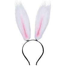 Cute Rabbit Ears Headband Long Furry Dog Ears Animal Cosplay Headband (White) - White - View 1