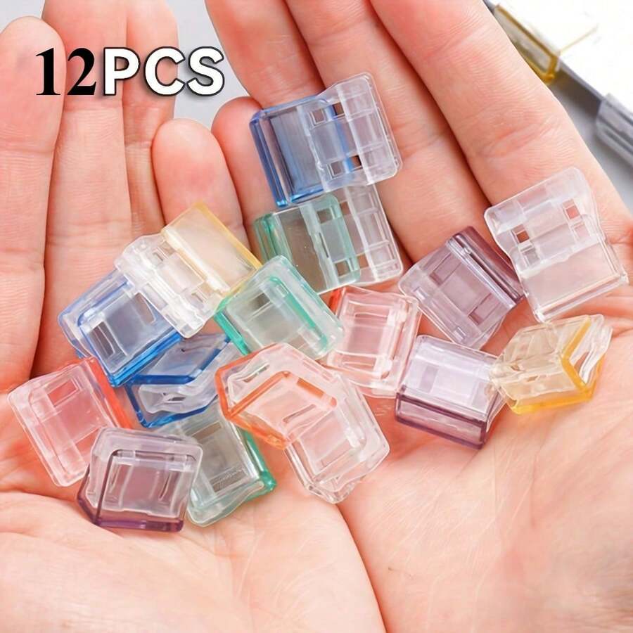 12pcs Invisible Clips To Shorten Pants Legs, Prevent Slipping At The Bottom, Hidden Buckle Fastener Without Sewing Required For Jeans And Trousers, Waterproof & Portable, Clothes Pins - Random Color 12PCS - View 1