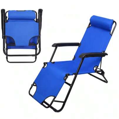 Foldable 2-In-1 Recliner Chair, Comfortable Siesta Chair For Indoor/Outdoor, Beach Use