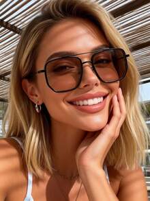 1pc Women's Aviator Frame Classic Fashion Y2K Style, Suitable For Outdoor Daily Driving, Camping, Music Festivals And Other Occasions - Multicolor - View 14