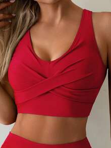 Bộ bikini nữ thời trang mới, gợi cảm, xếp ly chéo, màu đỏ, thích hợp cho kỳ nghỉ hè, đi biển. - Đỏ - Xem 4