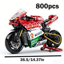 1:5 比例摩托车积木,MOC Platinum 摩托车建筑积木,组装模型玩具,装饰,摩托车爱好者配件,适合作为生日、圣诞节、万圣节、感恩节、新年、派对礼物 - 彩色 - 查看 13