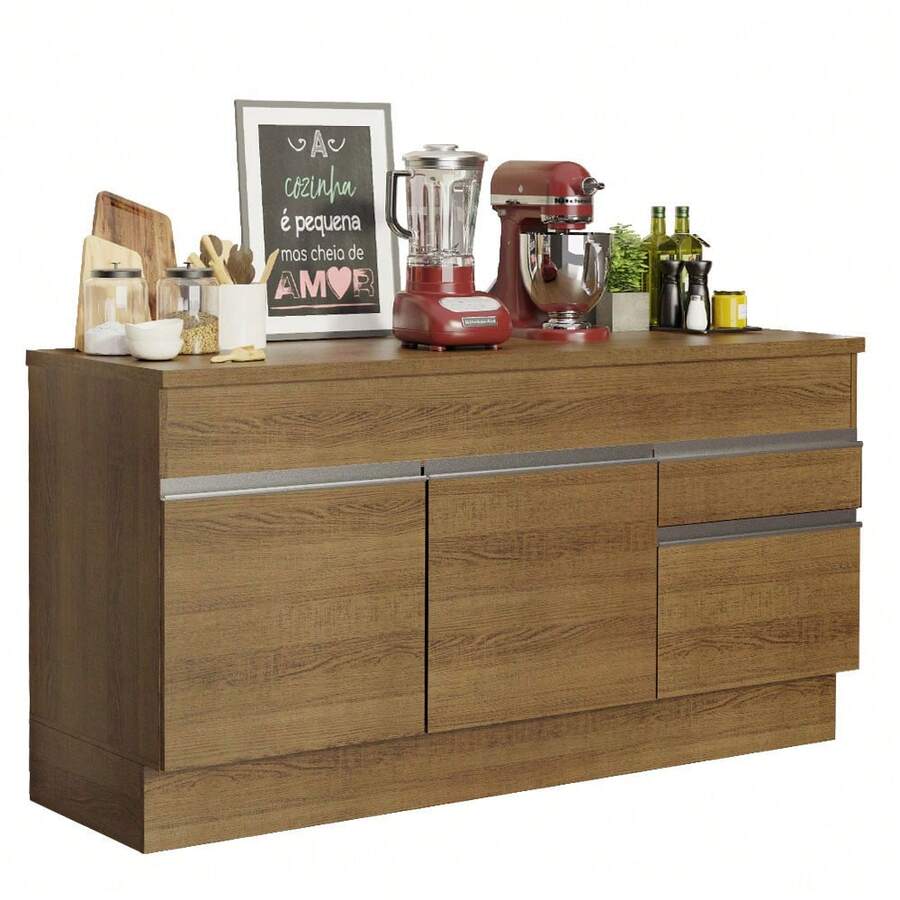 Gabinete Bajo Cocina Madesa Glamy 150cm Con Encimera MM 1 - Marrón - Ver 1