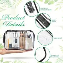 Transparent PVC Storage Bag - Safety Zipper Design, Durable, Portable And Multi-Functional Travel And Camping Organizing Bag, Desktop Storage Box, Portable Multi-Purpose Storage Bag, Transparent Material And Sturdy Structure - màu đen - Xem 5