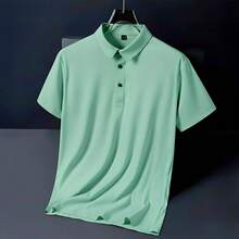 Men's Polo Shirt In Cool Elastic Fabric - Mint Green - View 1