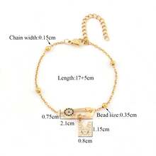 1 件新款经典眼睛别针字母吊坠金色不锈钢珠链手链女款 - 金黃色 - 查看 2