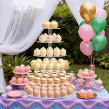 3-6 Tier Acrylic Cupcake Stand - Round Cupcake Display Rack - Acrylic Dessert Stand Cake Display Tree Suitable For Party, Wedding, Birthday - Clear - View 6