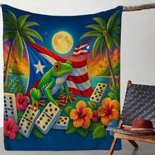 Puerto Rican Themed Flannel Blanket - Vibrant Cultural Prints With Flags, Symbols & Puerto Rico Text - Soft Warm Travel Digital Print,Suitable For All Seasons,      Washable And Machine-Washable, Lightweight, Breathable, Comfortable, Warm,  Unique, 280gsm For Him And Her, Perfect For Naps, Camping, Travel, Family, Daily Life, Office Decoration, Birthday Anniversaries, Valentine's Day, Thanksgiving, Christmas, Halloween, Mother's Day, Father's Day, Wedding,   New Year Gifts Provide Personalized Ideal Gifts For Her, Him, Family Members, Boyfriends,  Girlfriends, Fathers, Family Members, Mothers, Lovers,   Daughters, Sons,   Grandfathers, Grandmothers,     Friends, Classmates And Pets.     Sofa,Bed,Car,Bedroom,Living Room,Office,  Outdoor Camping, Beach,Wall Decoration - Nhiều màu 11 - Xem 1