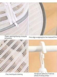 Foldable Drying Rack With Windproof And Insect-Proof Net Cover, Heavy Duty Collapsible Clothes Drying Rack With Zipper Closure, Space-Saving Mesh Drying Rack With Handle, Suitable For Herbs, Vegetables, Fish And Fruits, Applicable For Home, Camping And Gatherings, Easy To Clean Fabric Structure - Multicolor - View 7