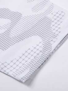 Men's Light Gray Camo Grid Print Crew Neck Short Sleeve T-Shirt - Casual Daily Top - White - View 6