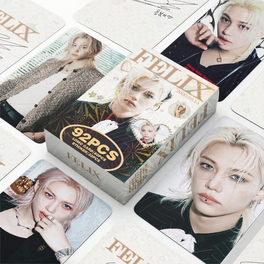 K-POP SKZ Yongbok、Lix、Fixy 60张LOMO卡片+32张贴纸，盒装高清照片卡，专辑，演唱会周边，粉丝周边，小礼物，收藏品，圣诞节，情人节礼物 - 滅鬼隊 - 查看 1