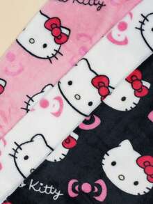 2pcs Sanrio Authorized Flannel Pajamas, Cute Hello Kitty Women Casual Lounge Pants, Pink Cartoon KT Print, Fashionable Autumn Sleepwear - Multicolor - View 4