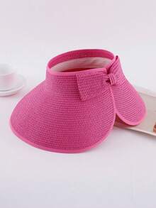 Women's Wide Brim Straw Sun Hat, Ponytail Hole, Summer Beach Hat, UV Protection UPF, Foldable & Packable, Bohemian Style For Travel - A - View 10