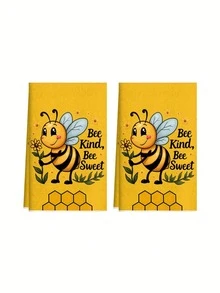 1/2/4件装 可爱黄色蜜蜂厨房毛巾 柔软、吸水性强、速干 涤纶材质 手巾 适用于烹饪和烘焙 - 完美的乔迁礼物（15.7x23.6英寸） - 彩色 - 查看 11
