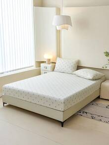 1 bộ ga trải giường kẻ sọc trắng có nơ, kiểu dáng dễ thương dành cho bé gái, tấm bảo vệ nệm ngày Valentine, ga trải giường vừa vặn, mềm mại và thoáng khí, phù hợp với giường đơn, đôi, cỡ Queen, cỡ King, thiết kế túi sâu lên đến 11,8 inch. - trắng - Xem 4