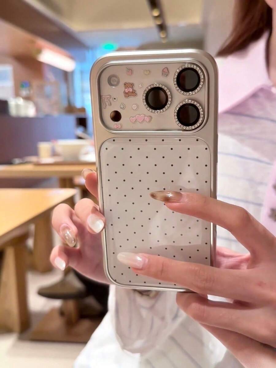 波点全屏黑色圆点手机壳，兼容苹果17 Pro Max、16/15、14/13/12/11英寸手机，电镀工艺，保护套 - 黑波點 - 查看 1