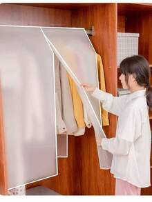 1pc Transparent Garment Cover, Hanging Wardrobe Storage Protector For Coats, Suits, Clothing Sets, Home Use