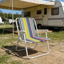 Portable Folding Beach Chair / Outdoor Beach Holiday Leisure Chair / Home Balcony Sunbathing Chair / Camping Picnic Backrest Chair (Random Color) - Multicolor - View 8