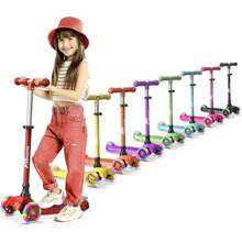 Patinete para niños – Patinete de 3 ruedas para niños y bebés – Luces LED en las ruedas que se iluminan al rodar – Manillar ajustable – Interior y exterior - por Lifemaster - Rojo - - Ver 3