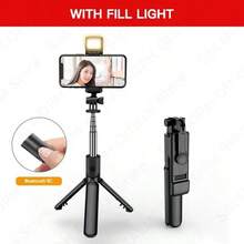 FANGTUOSI Portable Tripod Bluetooth Selfie Stick Retractable Multifunctional Phone Holde With Selfie Light Wireless Remote For Live Streaming, Vlog,Family Gatherings, Christmas Party Shooting,For Handheld Selfie, Outdoor Activities, Interviews Compatible With Iphone Android Phone For Summer Vacation, Travel,Outdoor Activities, Live Streaming Selfie Stick - Black - View 10