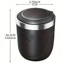 Ashtray With Lid,Smokeless Ashtray For Cup Holder Smell Proof,Detachable Stainless Steel Car Ash Tray With LED Auto Light, For Most Car, Office, Home - 黑色的 - 查看 4