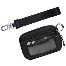 The Iris' Wallet 2nd Gen Or Dual Zipper Pouch Wallet, 5*3.5" The Iris Pouch Wristlet, Zippered Card Case With Id Window/Hand Strap Christmas Gift - 黑色 - 查看 7