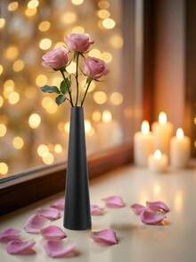 Minimalist Metal Vase, Compact & Elegant, Black & Gold Cone Design, Metal Material, No Worry Of Falling, Suitable For Wedding Table Centerpiece, Candlelight Dinner Table Decor, Home Decor, Room Decor, Gift For Girlfriend, Gift For Women, Winter Gift