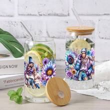 5 Sheets Floral Girl UV DTF Stickers Glass DTF Transfer Stickers UV DTF Transfer Stickers for Glass Cups DIY Water Bottle Glass Waterproof Rub on Transfers for 16 oz Tumbler - Verschiedenfarbig - Übersicht 8