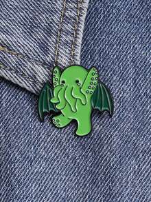 1pc Monster Enamel Brooch Cartoon Collar Needle Backpack Brooch Badge Green Brooch Clothing Jewelry Friends Gift - Multicolor - View 1