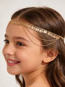 Girl's Luxury Bridal Headchain, Fashionable Bohemian Style Wedding Headpiece, Gold Headpiece, Student Supplies, Girls' Accessories - Multicolor - View 7