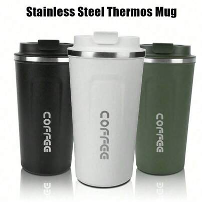 1 pieza Taza de café de acero inoxidable aislada de doble pared de 17oz/500ml, a prueba de fugas, portátil, regalo perfecto para acampar al aire libre, viajar, deportes, fitness, uso en el automóvil - Ideal para el Día de San Valentín, el Día de la Madre, el Día del Padre, Acción de Gracias, Navidad, viajes familiares