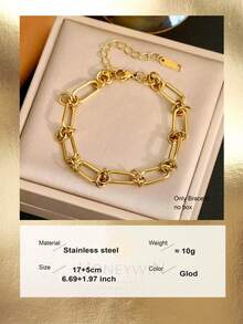 1 件可调节不锈钢 U 型马蹄链手链/项链，男女通用 - 金黃色 - 查看 16