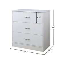 3-Drawer Dresser, White Wood Chest Of Drawers For Bedroom Or Closet - 白色 - 查看 3