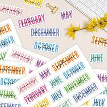 12/36 片 - 1/3 张月度计划贴纸，创意日历装饰剪贴簿贴纸，节日美学日记贴纸，日期页标记索引标签，彩色涂鸦日历贴纸，适合作为生日、婚礼、周年纪念日的礼物 - 彩色 - 查看 4