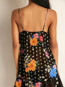 Vestido Largo Satinado con Encaje para Mujer, Vestido Elegante sin Mangas, Vestido Formal para Fiesta y Invitada de Boda - Negro - Ver 4