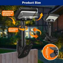 Outdoor Clip-On Solar Light, 92 LED Beads, 600 Lumens, 3000K Color Temperature, High Brightness Solar Fence Light, With Motion Sensor, 360° Rotation, IP65 Waterproof, 3 Modes, Clip-On Design, Suitable For Terraces, Drains, And Yards (2-Pack, Warm Light). - 1 Pack White Light - View 5