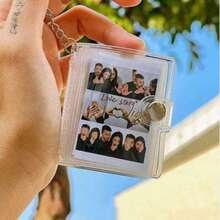 Bonuci 1个/10个装 2英寸迷你相册，情人节照片收纳盒带钥匙扣，口袋相册钥匙扣，适合存放照片，情人节礼物，婚礼礼物，钥匙扣相册，包包挂件，可存放身份证照片，透明照片收纳相册，可爱礼物 - 彩色 - 查看 2