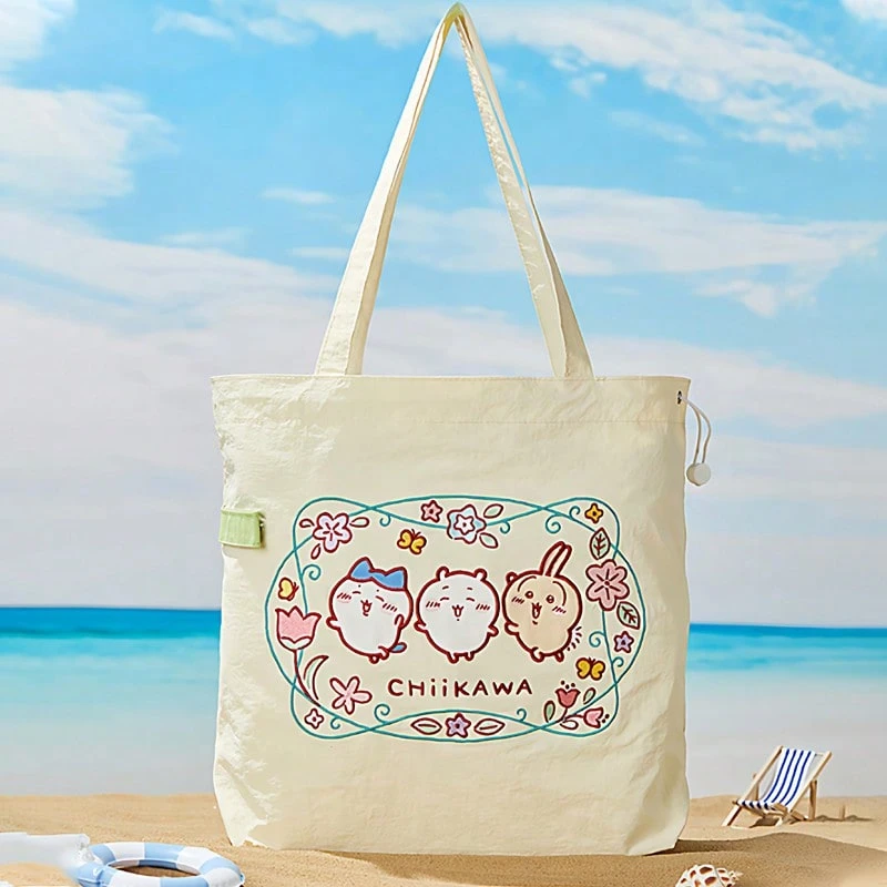 Miniso 千川系列刺绣花环手提包,轻便防水材质,刺绣人物花环装饰,大容量设计,适合通勤/购物/休闲外出,可爱便携手提包 - 彩色 - 查看 1