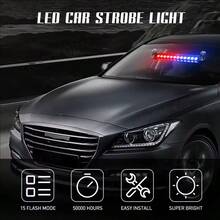 12pcs LED Lights 12V Windshield Dashboard Ceiling Hazard Warning Light Strip With Suction Cup, Suitable For Cars, Trucks, Red & Blue Color