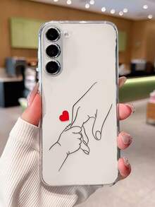 Holding Hands Heart Perforated Transparent Painted Phone Case Compatible With IPhone - Multicolor - View 5