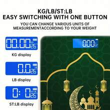 带高清液晶显示屏的浴室秤，高精度体脂秤，电子秤 - 耐用、精准、USB供电，是送礼的最佳选择 - 彩色 - 查看 7