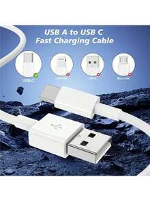 USB A zu C Datenkabel 60W 5A Schnellladekabel, kompatibel mit Galaxy S10/S9/S8 Plus, Note 10/9/8, V50/V40/G8/G7 und anderen Modellen. - Weiss - Übersicht 8