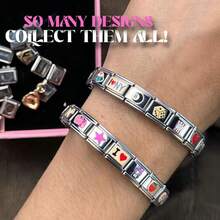 Complete Italian Charm Bracelet Set With 18 Customizable Charms - CutePal's - View 5